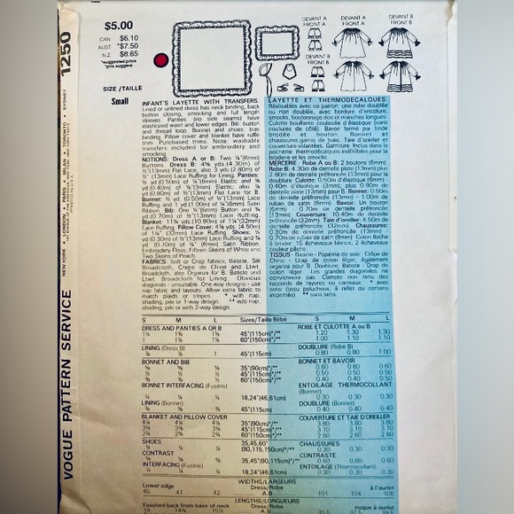 UNCUT Vintage 1980s Little Vogue Sewing Pattern Baby Clothes - Picture 4 of 4